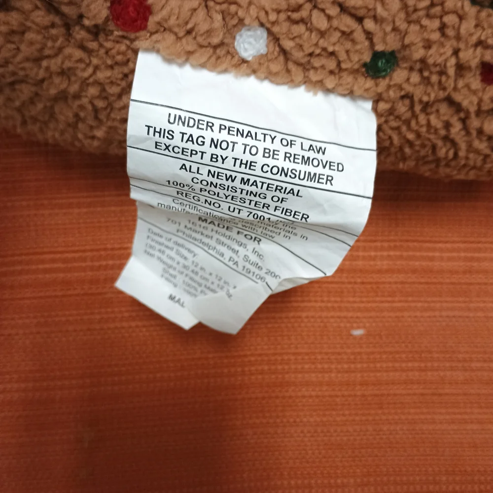 Christmas Gingerbread House Pillow - Tan and Red